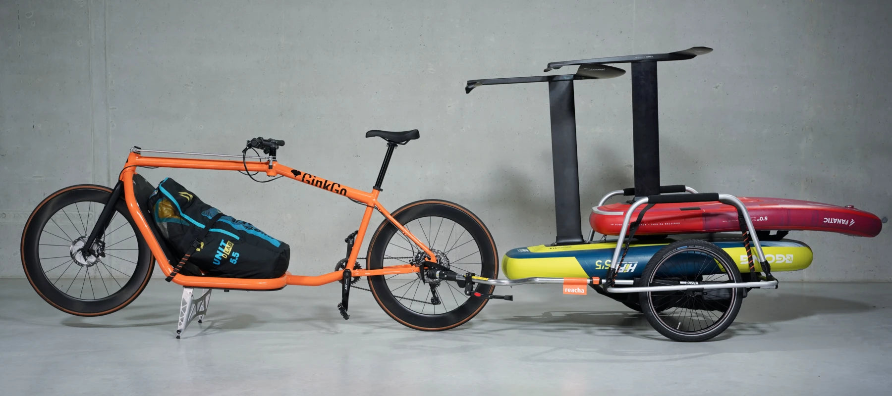 Bicicleta de carga GinkGo con remolque de carga de reacha
